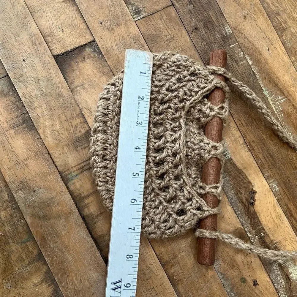Crochet Wall Baskets (2) Natural Jute Wooden Rods Wall Pocket